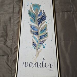 Blue and Gold Feather Wall Art